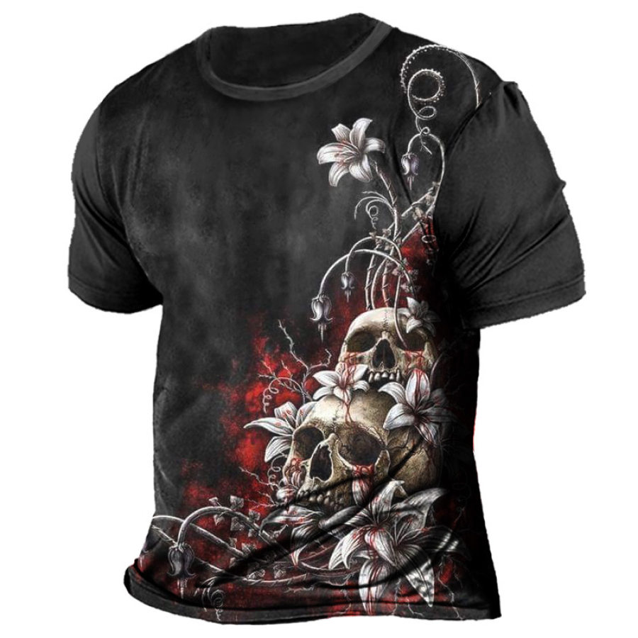 

Men's Vintage Skull Print Short Sleeve T-Shirt