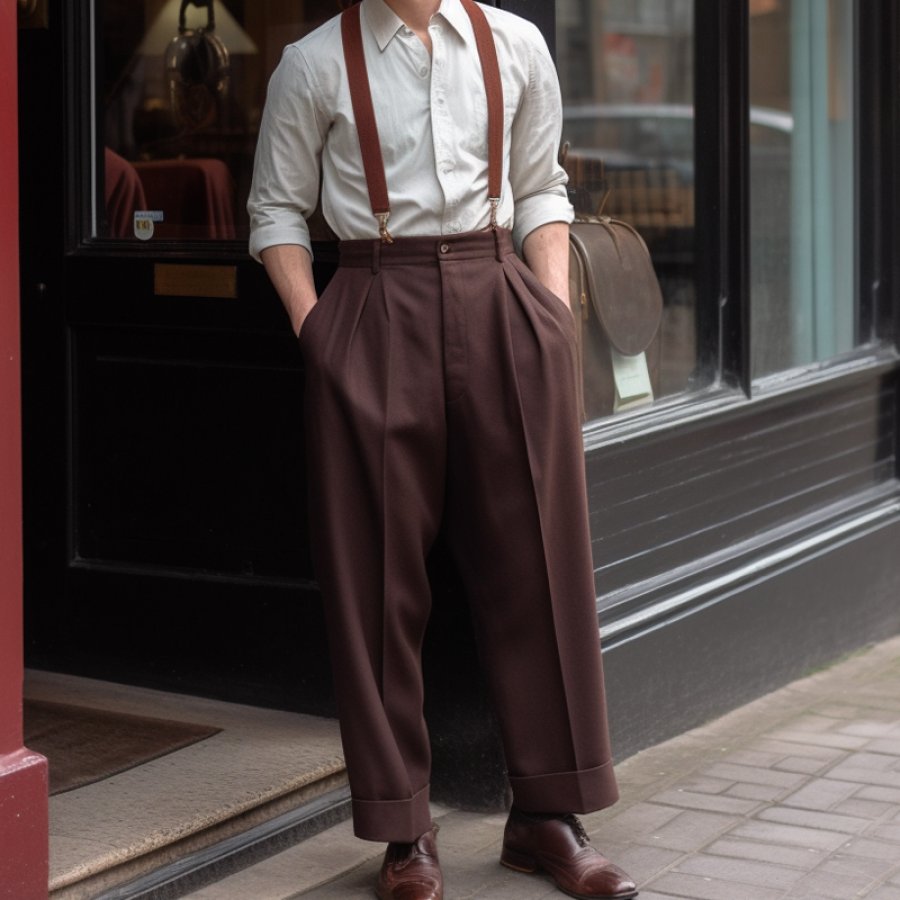 

Men's Vintage 1940s Wide Leg High Waisted Swing Trousers Pants
