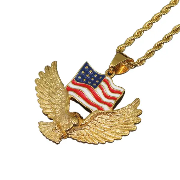 American Flag Eagle Pendant Necklace - Villagenice.com 