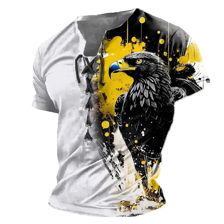 

Men's Vintage Eagle Lace-Up Short Sleeve T-Shirt