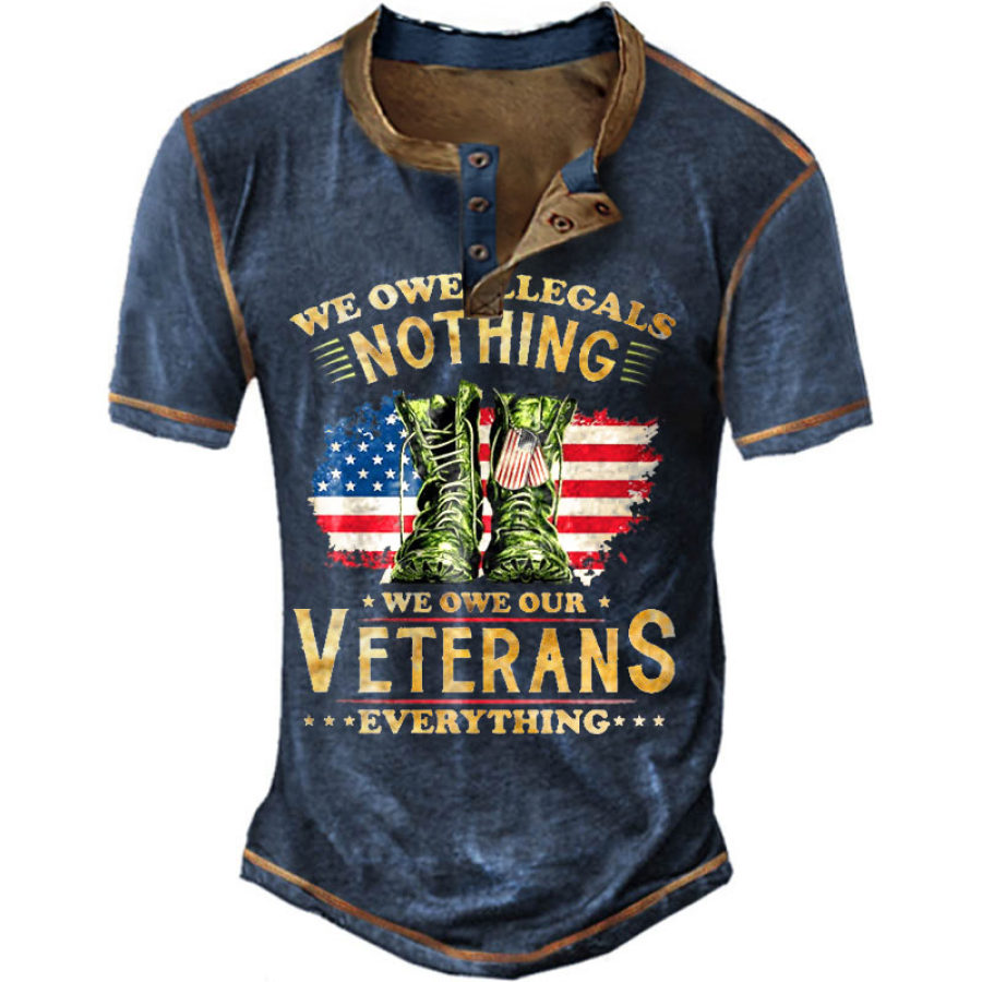 

Men's Vintage Owe Our Veterans Everything Henley T-Shirt