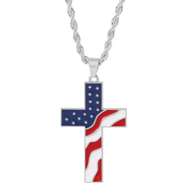American Flag Cross Necklace - Villagenice.com 