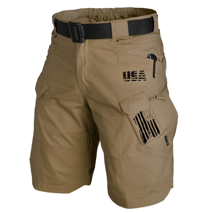 

Men's American Flag USA Waterproof Multi-Pocket Outdoor Tactical Shorts