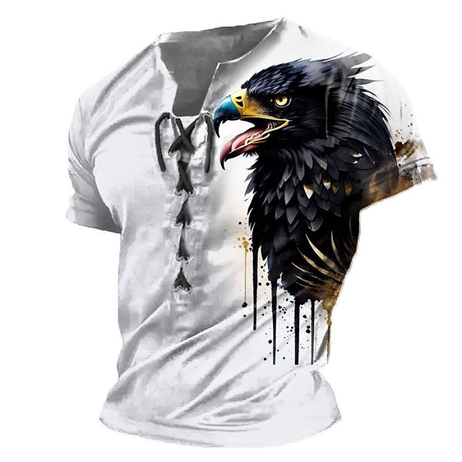 

Men's Vintage Eagle Lace-Up Short Sleeve T-Shirt