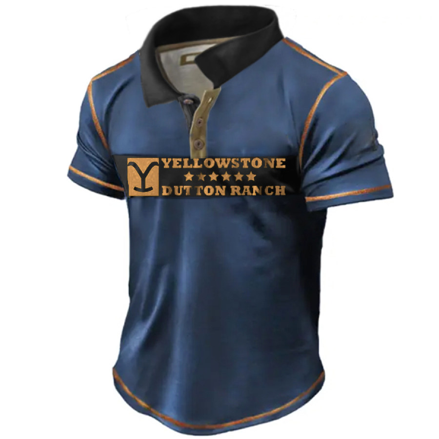

Men's Vintage Yellowstone Print Polo Shirt
