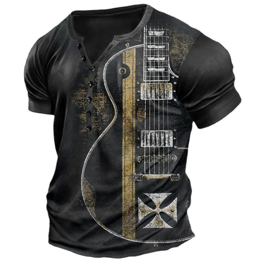 

Men's Guitar Print Henley T-Shirt