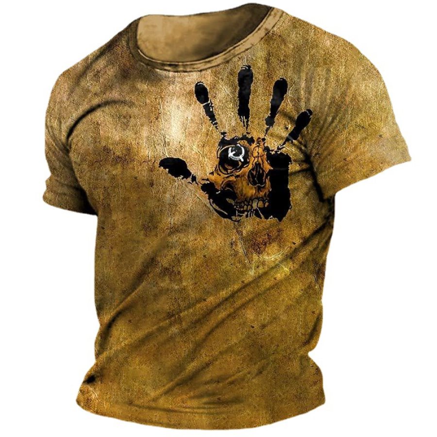 

Men's Vintage Skull Print Short Sleeve T-Shirt