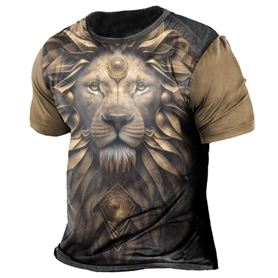 

Men's Vintage Lion Print Short Sleeve T-Shirt