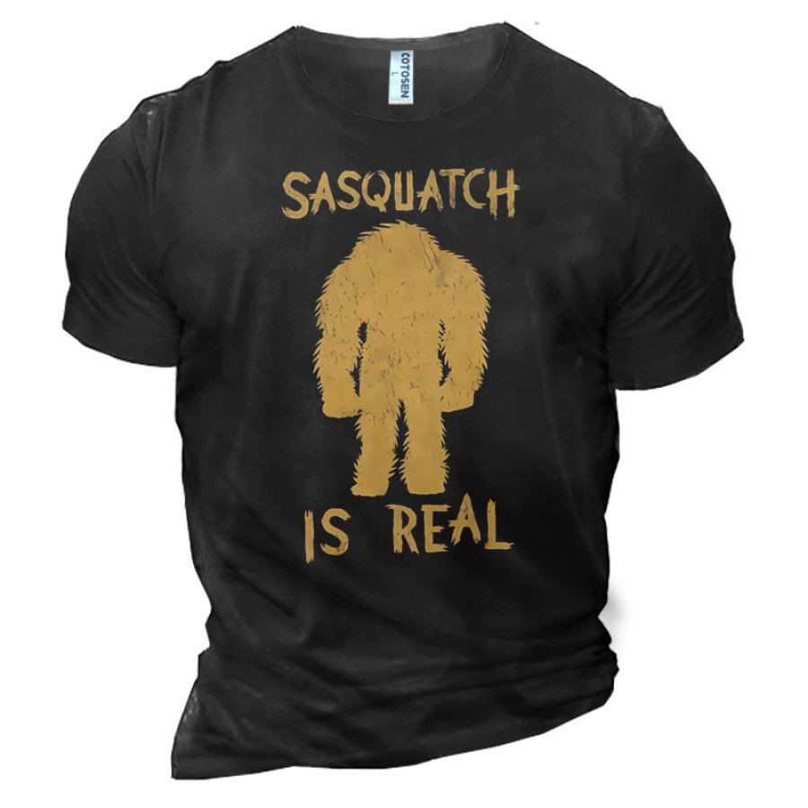 

Sasquatch Is Real Men's Cotton Short Sleeve T-Shirt