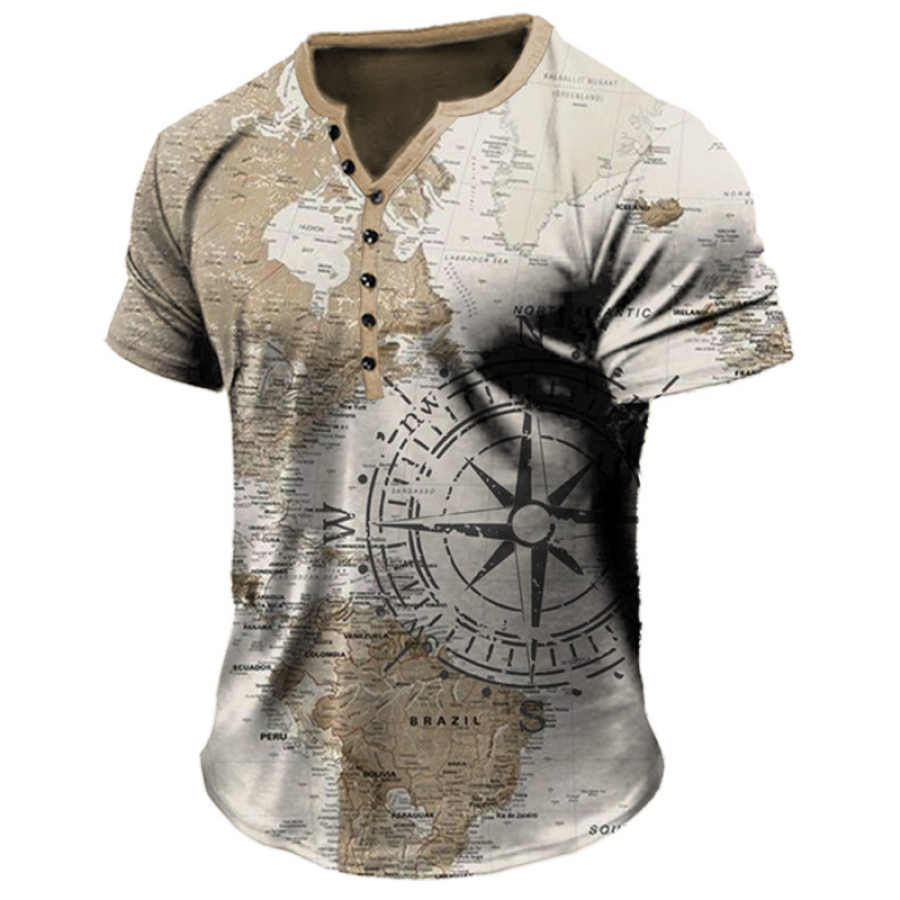

Men's Nautical Print Henley T-Shirt