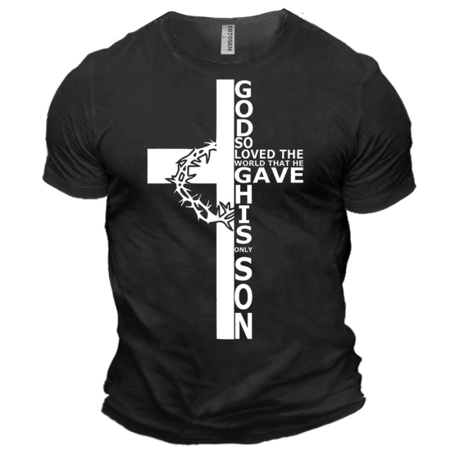 

God So Loved The World That He Gave His Only Son Men's Cotton Short Sleeve T-Shirt