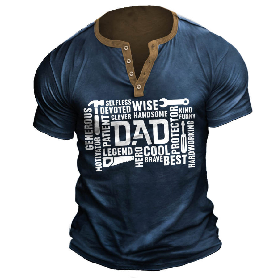 

Men's Vintage Dad Definition Print Henley T-Shirt