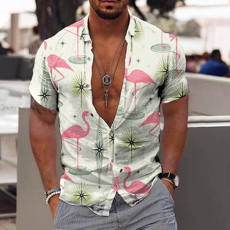 

Men's Atomic Flamingo Oasis Casual Short Sleeve Shirt