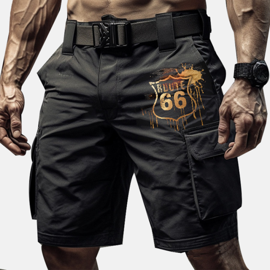

Men's Vintage Outdoor Training Route 66 Graphic Print Shorts