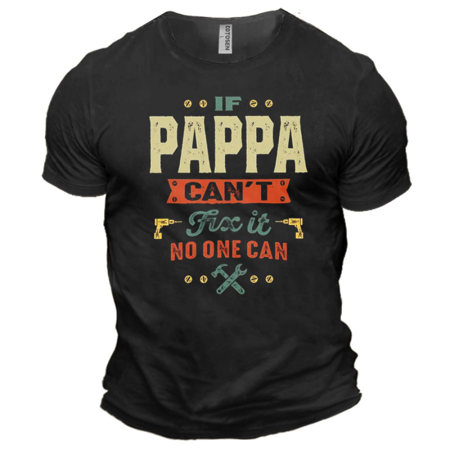 

Men's Pappa Funny Graphic Printing Father's Day Gift Loose Cotton Text Letters Vintage T-Shirt
