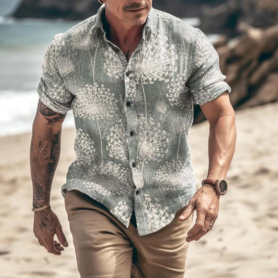 

Men's Vintage Dandelions Print Casual Shirt