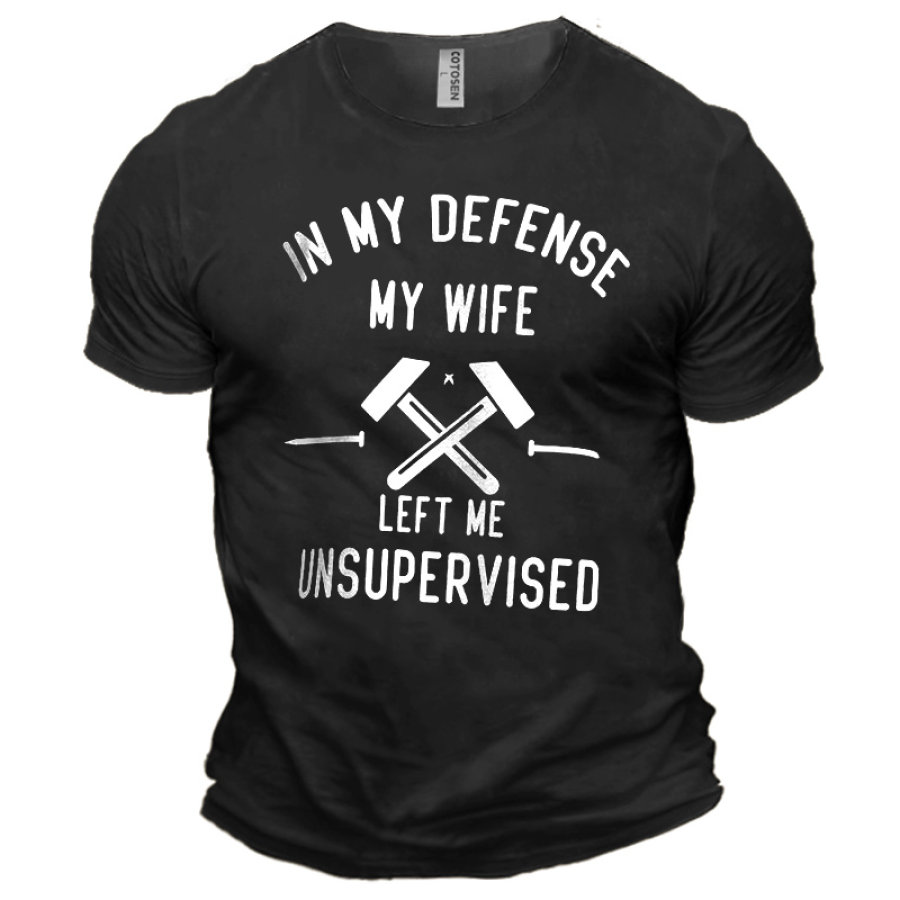 

Cotton In My Defense I Was Left Unsupervised Men's Short Sleeve T-Shirt