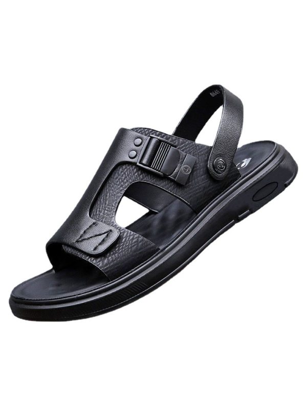 Men's Casual Top Cowhide Two-Wear Beach Sandals Slippers