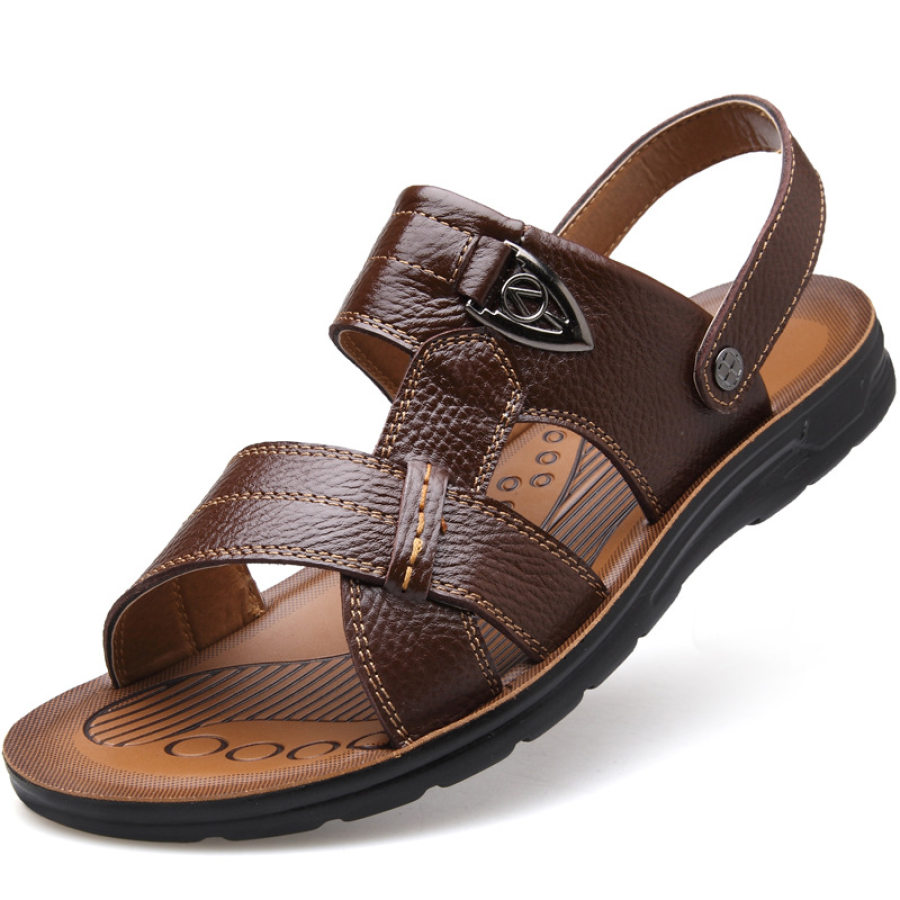 

Men's Casual Top Cowhide Two-Wear Beach Sandals Slippers