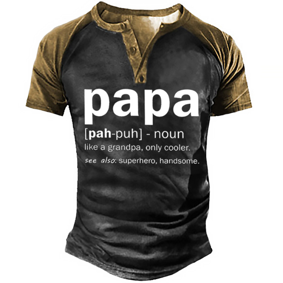 

Men's Papa Like A Grandpa Only Cooler See Also Superhero Handsome Letters T-Shirt