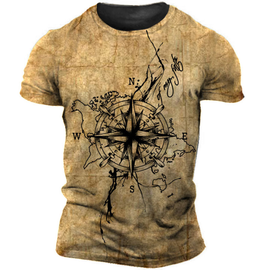 

Men's Vintage Nautical Compass Print Short Sleeve T-Shirt