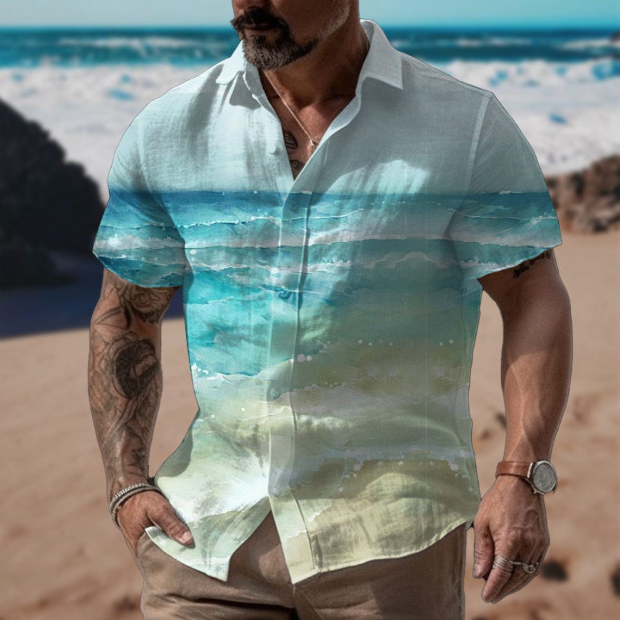 

Men's Summer Hawaiian Beach Short Sleeve Shirt