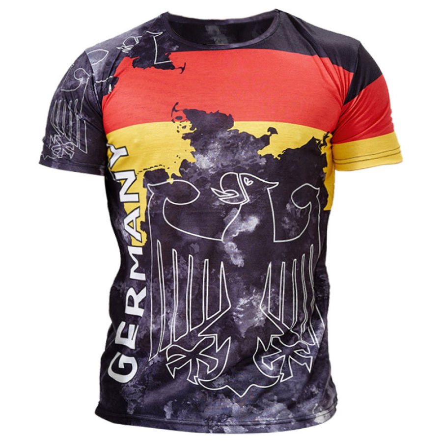 

Men's Retro German Flag Print T-Shirt