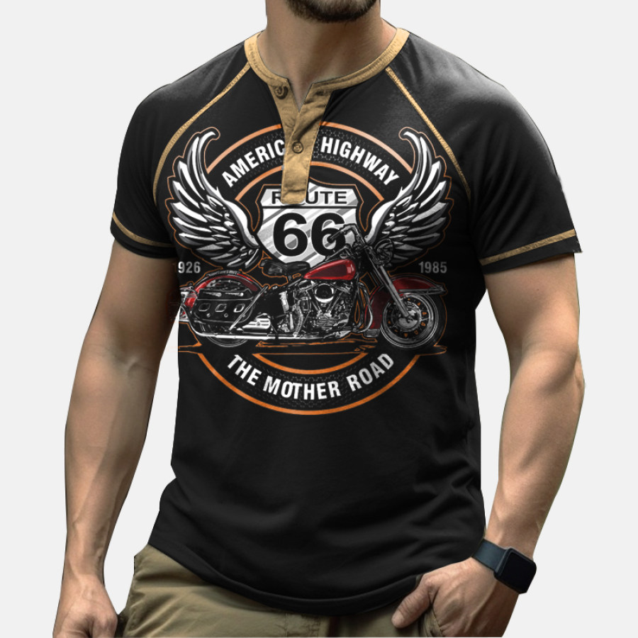 

Men's Vintage Motorcycle Speedway 66 Racing Graphic Panel T-Shirt