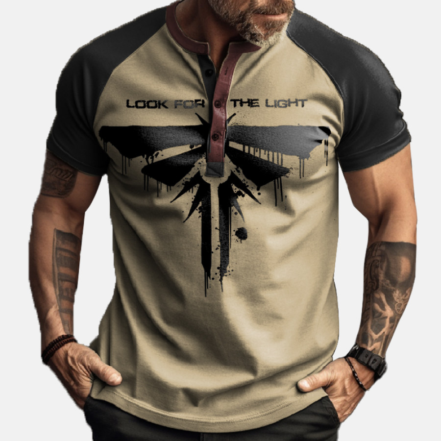 

Men's Outdoor Stitching The Last Survivor Firefly Looking For Light Henley Collar Short Sleeve T-Shirt