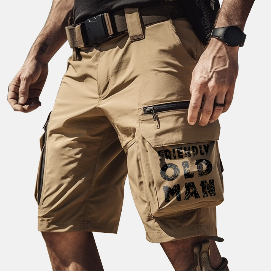 

Friendly Old Man Men's Outdoor Retro Zipper Three-dimensional Pocket Multi-functional Tooling Overalls Shorts