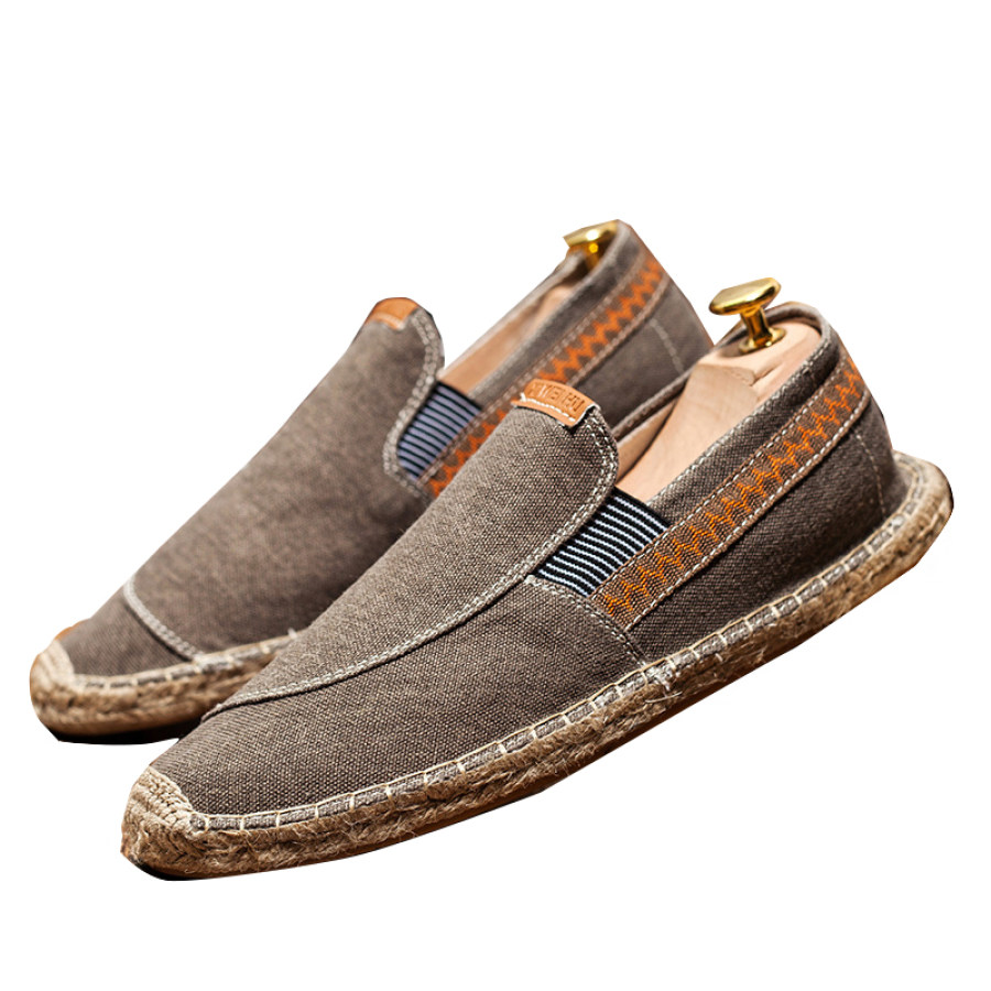 

Herren Retro Vintage Waschung Kontrastfarbe Leinen Loafer