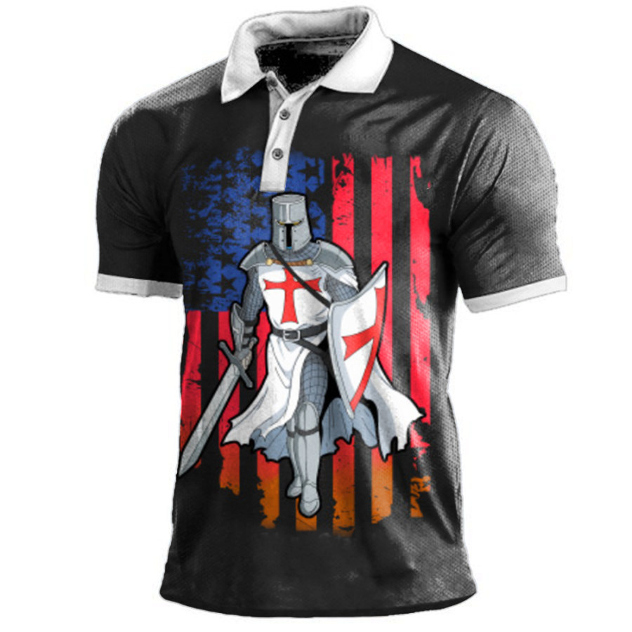 

Men's Vintage Templar American Flag Polo T-Shirt
