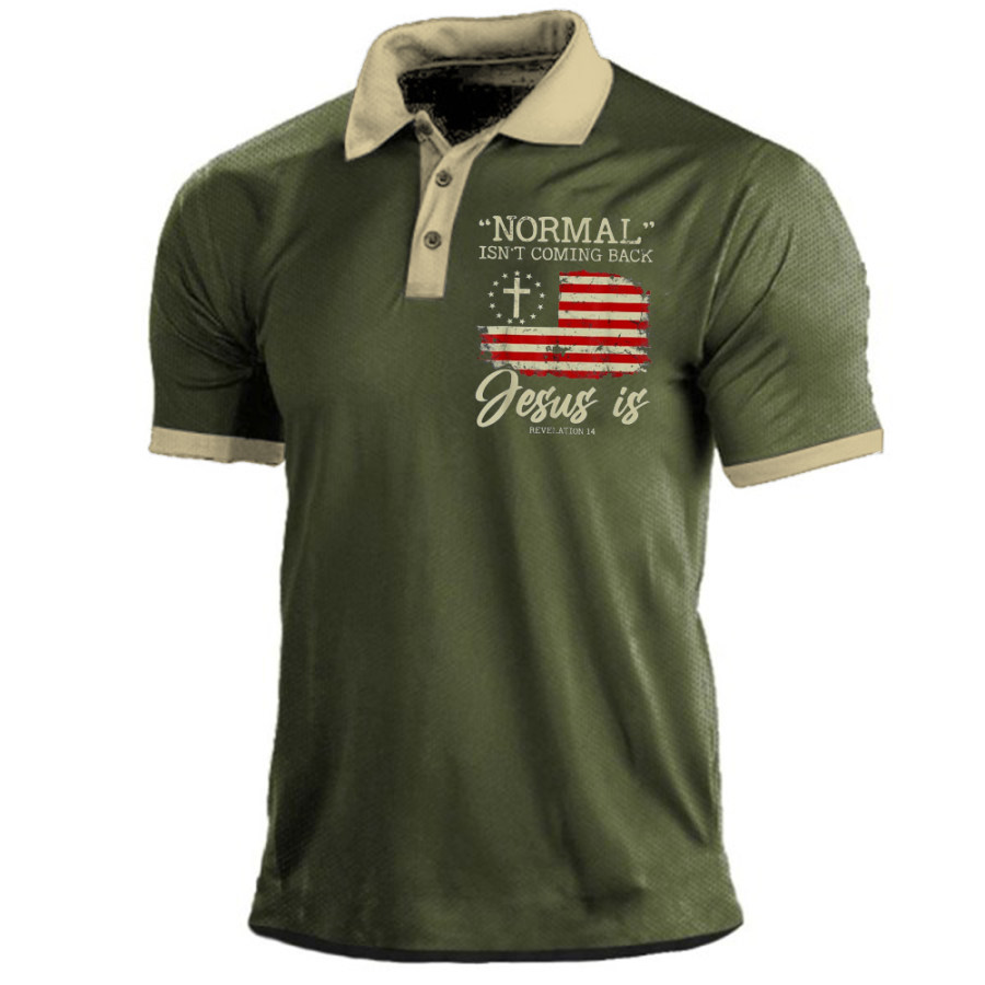 

Normal Isnt Coming Back But Jesus Is Revelation 14 Men's Polo T-Shirt