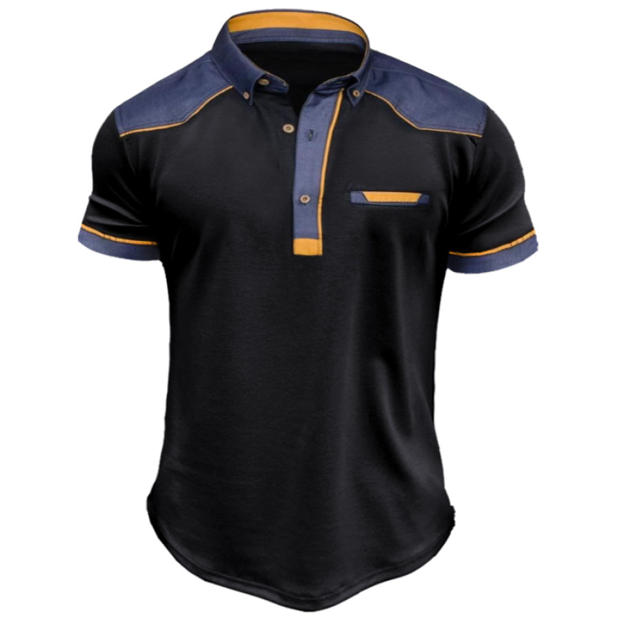 

Men's Colorblock Polo Collar Casual T-Shirt