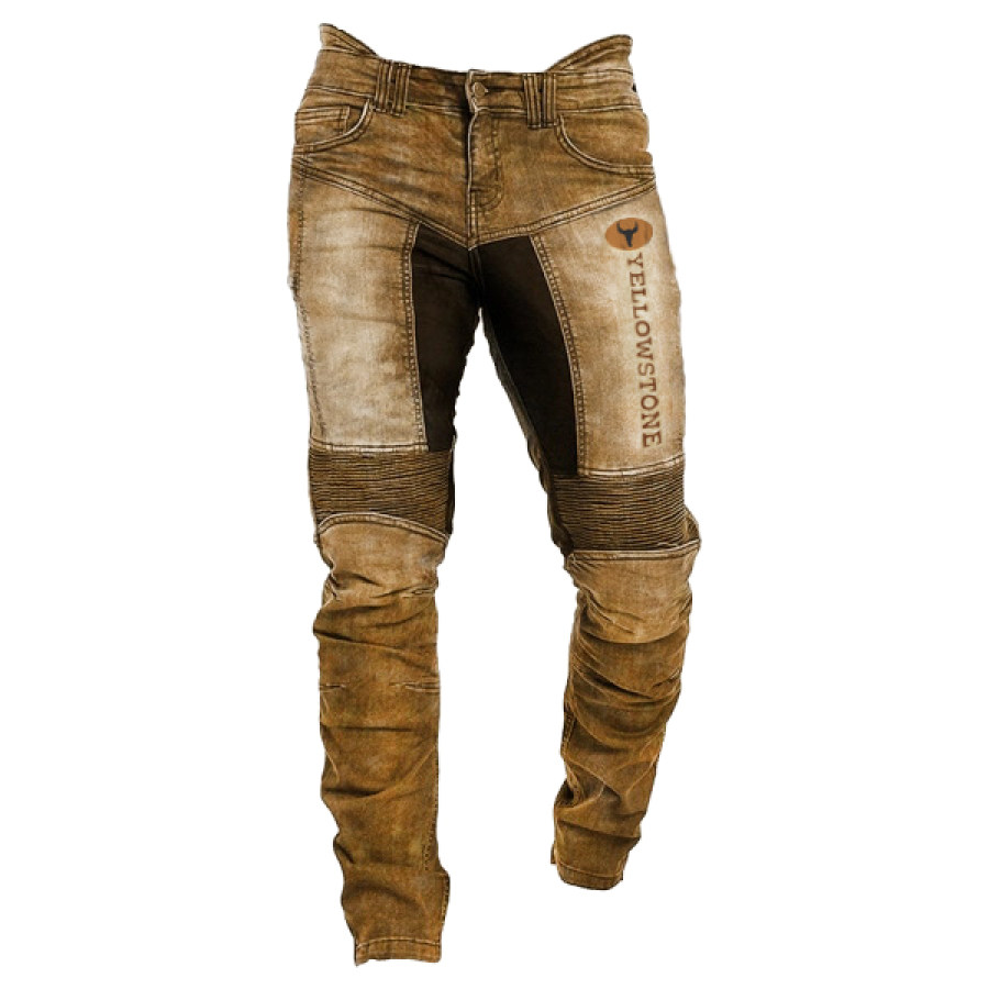 

Pantaloni Casual Da Uomo Tattici Vintage Con Stampa Yellowstone Da Uomo