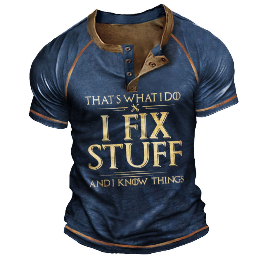 

Vintage That's What I Do I Fix Stuff Raglan Henley Camiseta Para Hombre