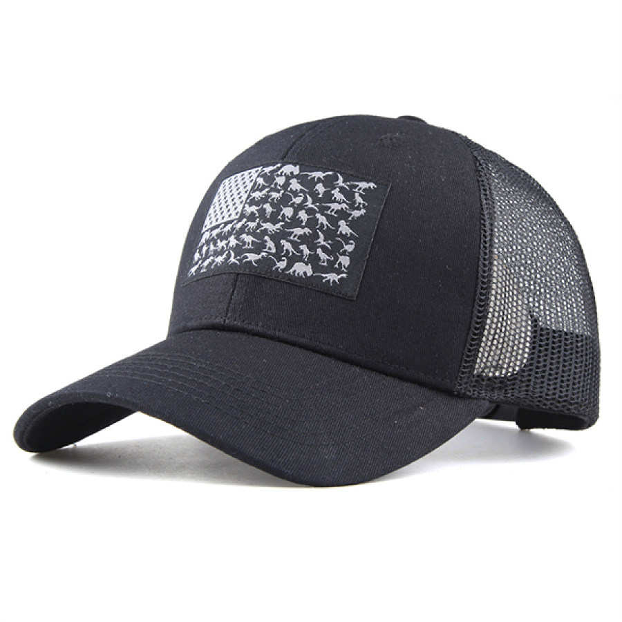 

Men's Outdoor Dinosaur Embroidered American Flag Sun Hat