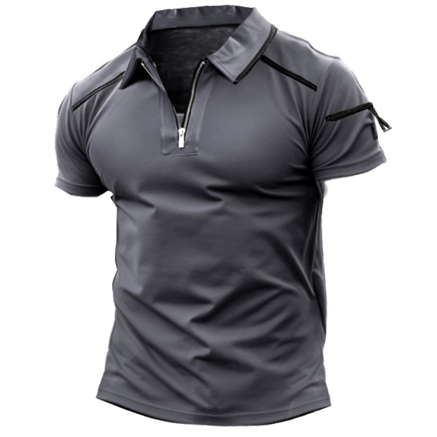 

Men's Outdoor Pocket Zip Polo Tactical T-Shirt