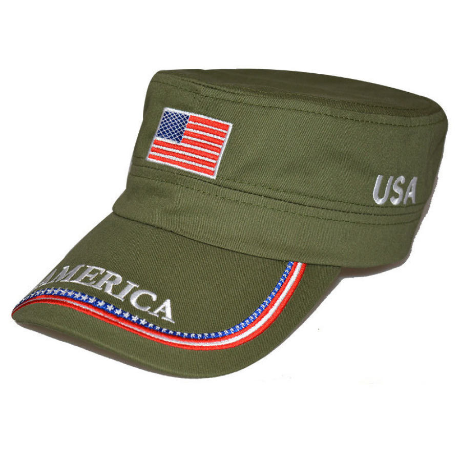 

USA American Flag Outdoor Flat Cap Sun Hat