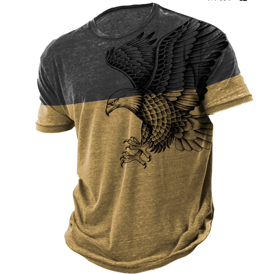 

Men's Vintage Eagle Print Colorblock Print T-Shirt
