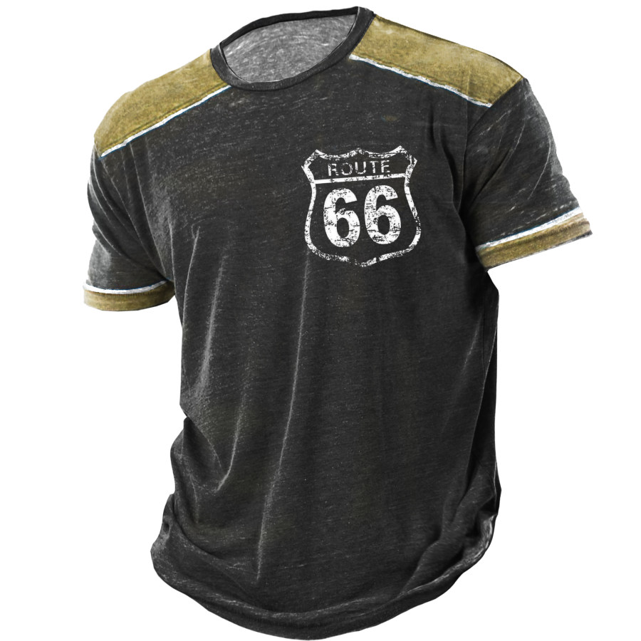 

Men's Vintage Route 66 Print Crew Neck T-Shirt