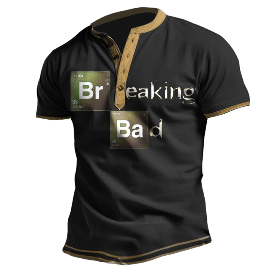 

Men's Vintage Breaking Bad Graphic Henley Collar T-Shirt