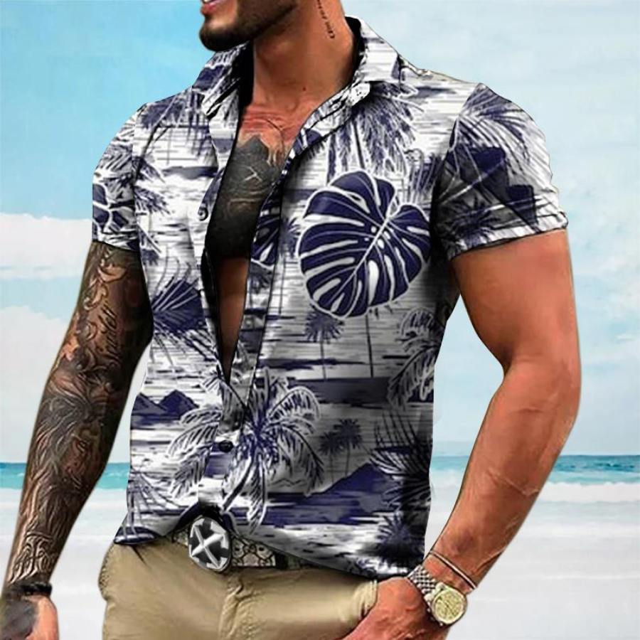 

Men's Hawaiian Tropical Floral Print Short Sleeve Shirt