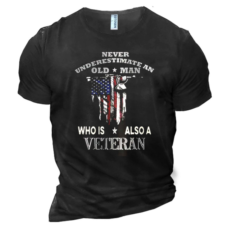 

Cotton Veteran OLD MAN Men's Short Sleeve T-Shirt