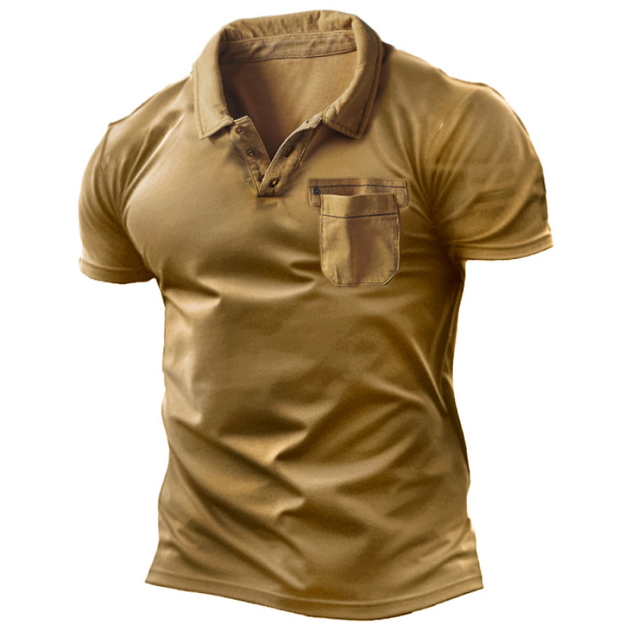 

Men's Vintage Tactical Pocket Polo Neck T-Shirt