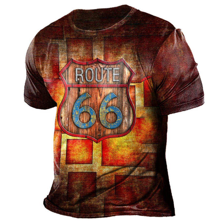

Men's Casual Route 66 Print Short Sleeve T-Shirt