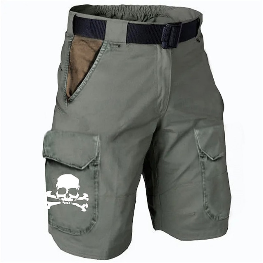 

Men's Outdoor Vintage Skull Print Color Contrast Tactical Shorts