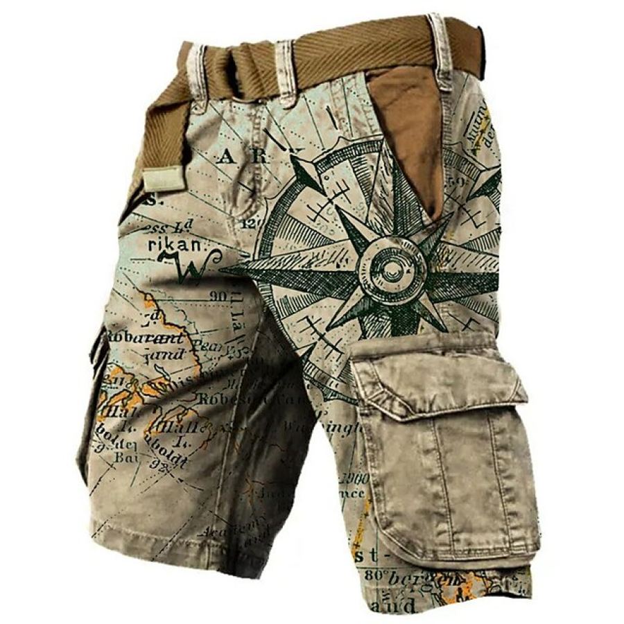 

Men's Outdoor Vintage Nautical Compass Print Tactical Shorts