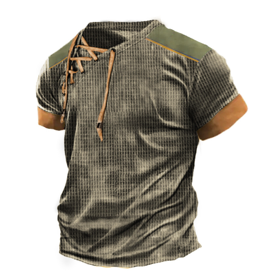 

Men's Outdoor Waffle Drawstring Short Sleeve T-Shirt