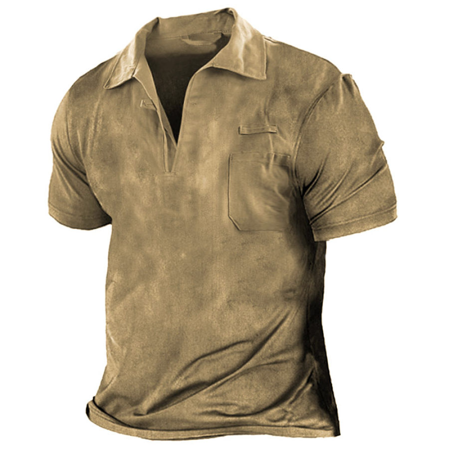 

Men's Vintage Tactical Pocket Lapel T-Shirt